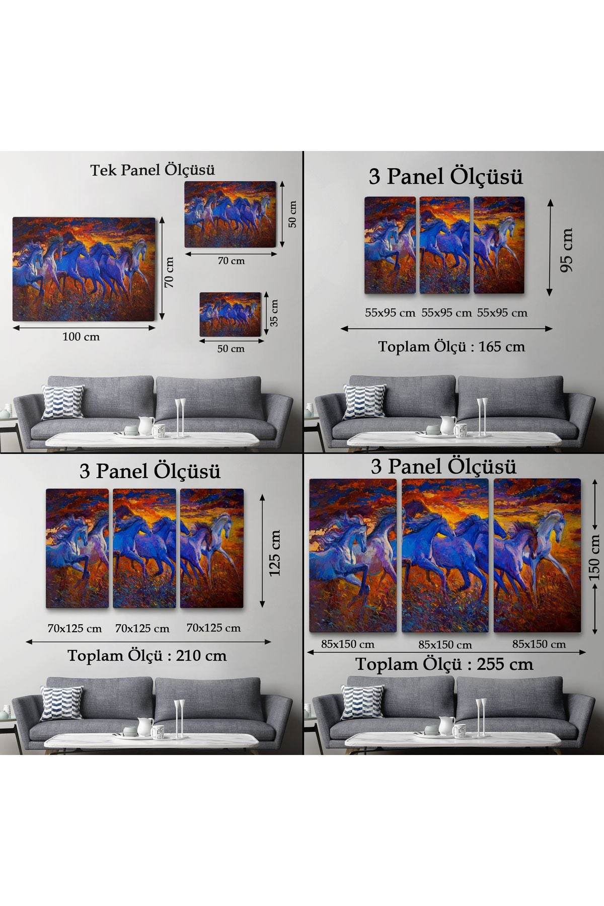 YB Koşan Atlar Dekoratif Kanvas Duvar Tablosu-3725