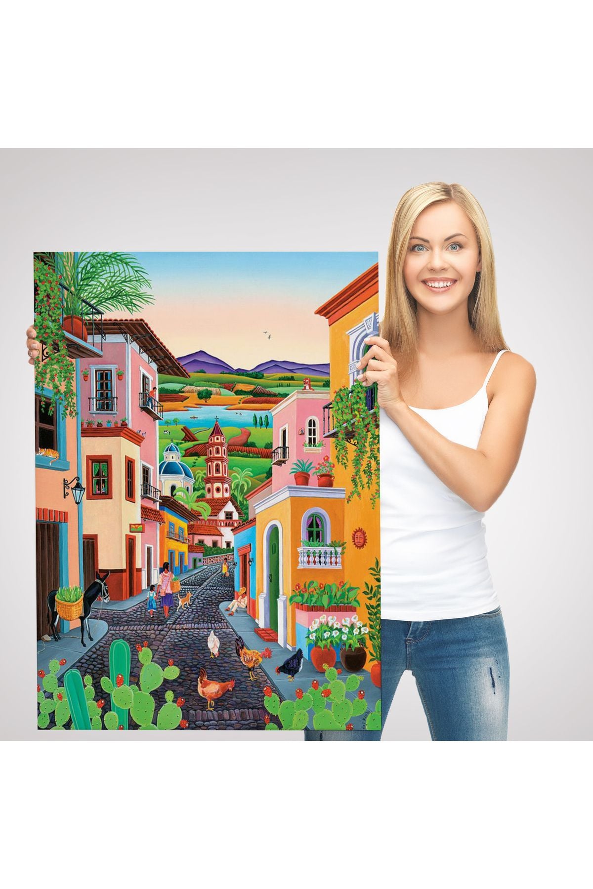 Ortacağ Meksika Köyü Duvar Tablosu-6344