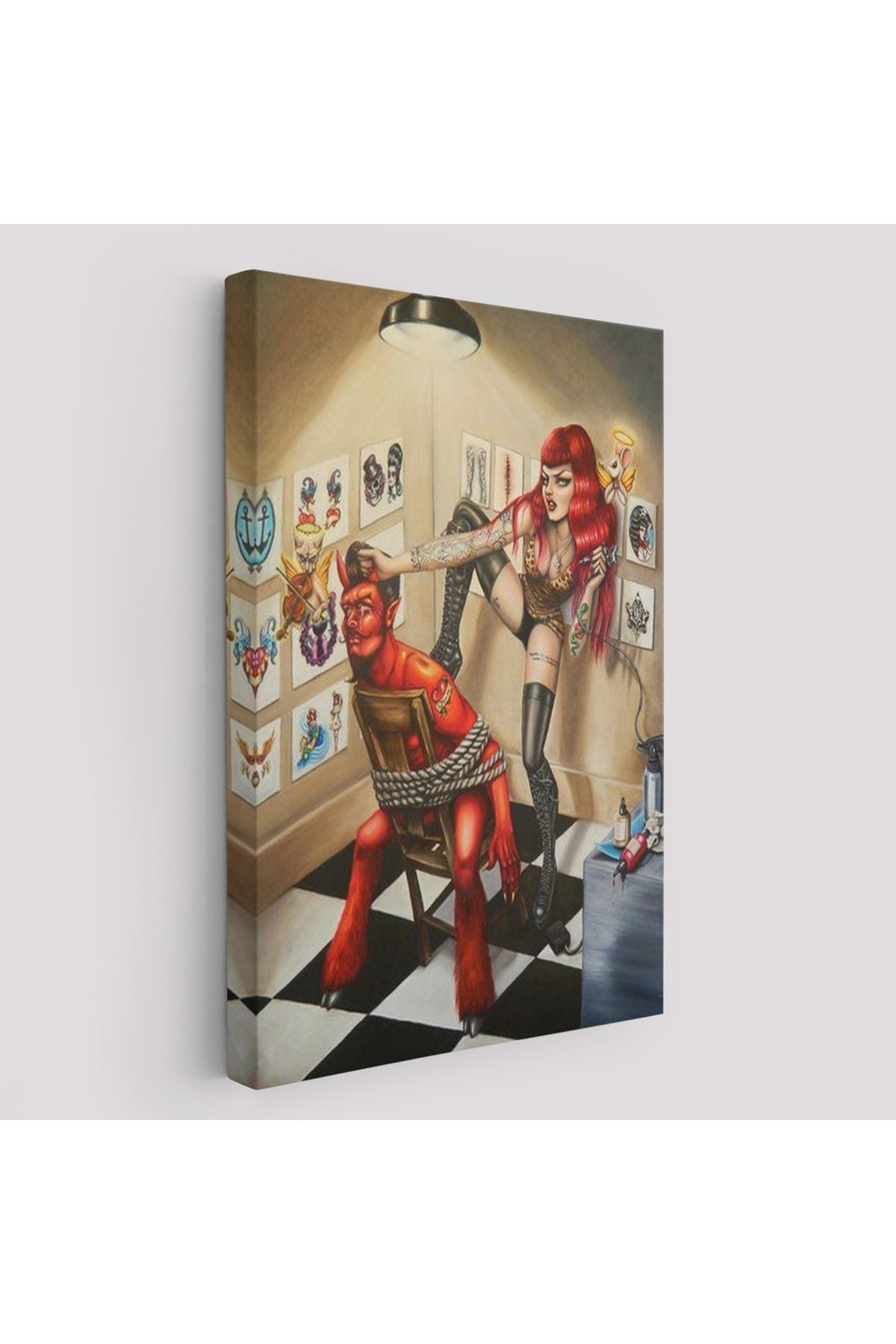 Şeytanı Yakalayan Dövmeci Kız Duvar Tablosu-6285