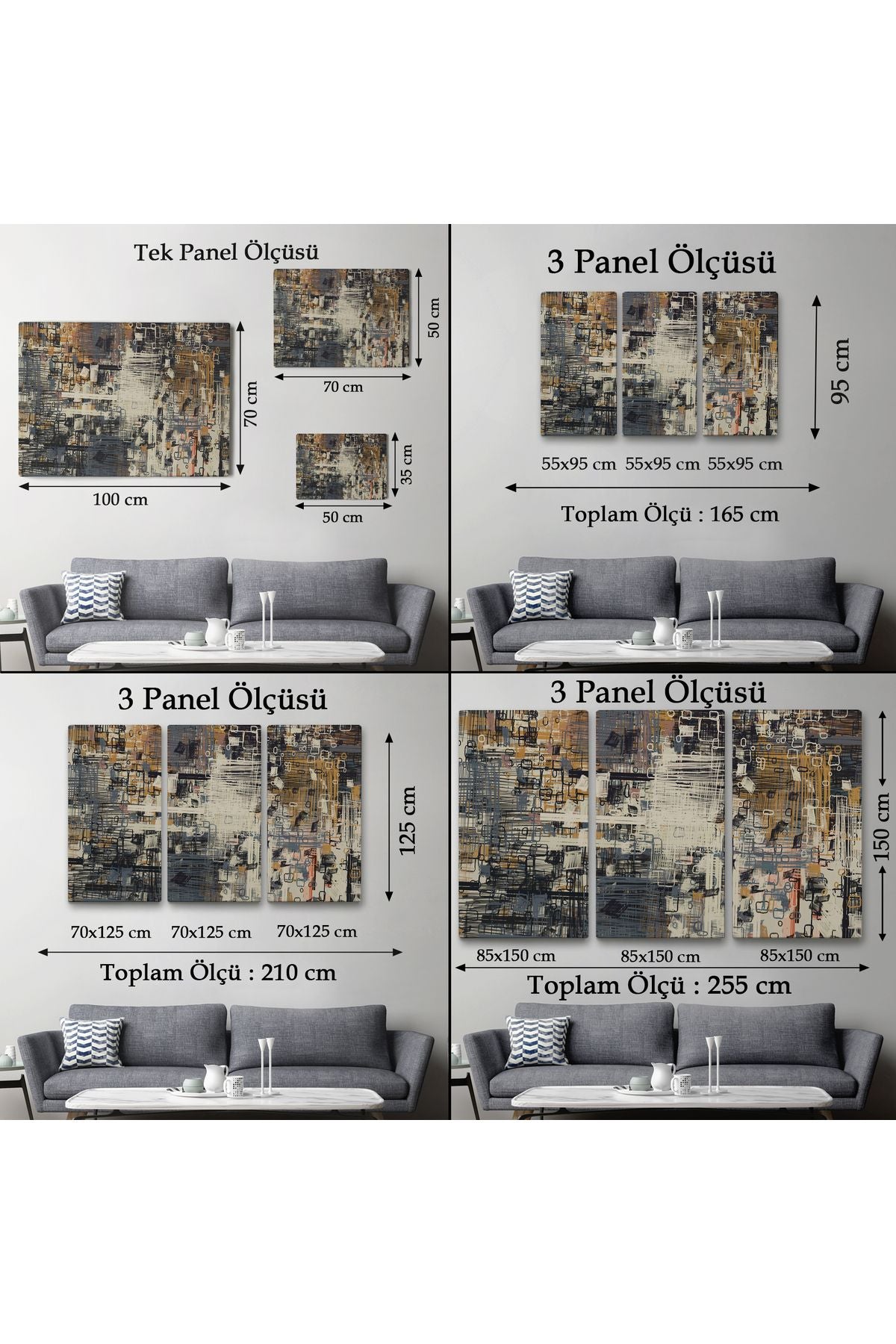 Soyut Geometrik Dekoratif Kanvas Duvar Tablosu-3658