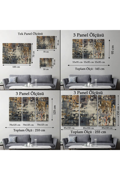 Soyut Geometrik Dekoratif Kanvas Duvar Tablosu-3658