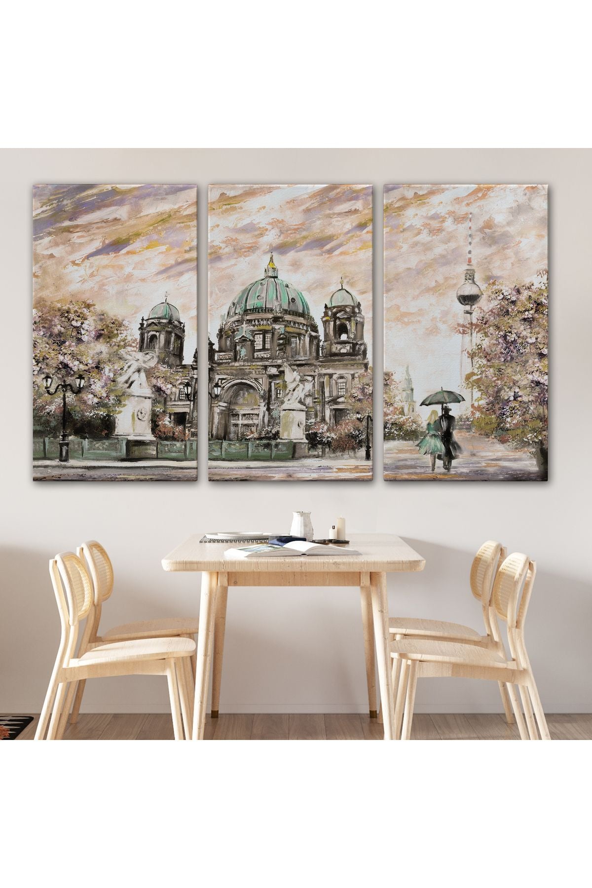 Berlin Sephora Katedrali Yağlıboya Görünüm Dekoratif Kanvas Tablo-3501