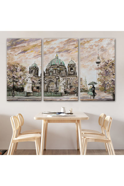 Berlin Sephora Katedrali Yağlıboya Görünüm Dekoratif Kanvas Tablo-3501