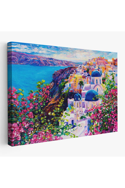 Santorini Yunanistan Güzel Bir Kızın Kavramsal Soyut Resmi-3754