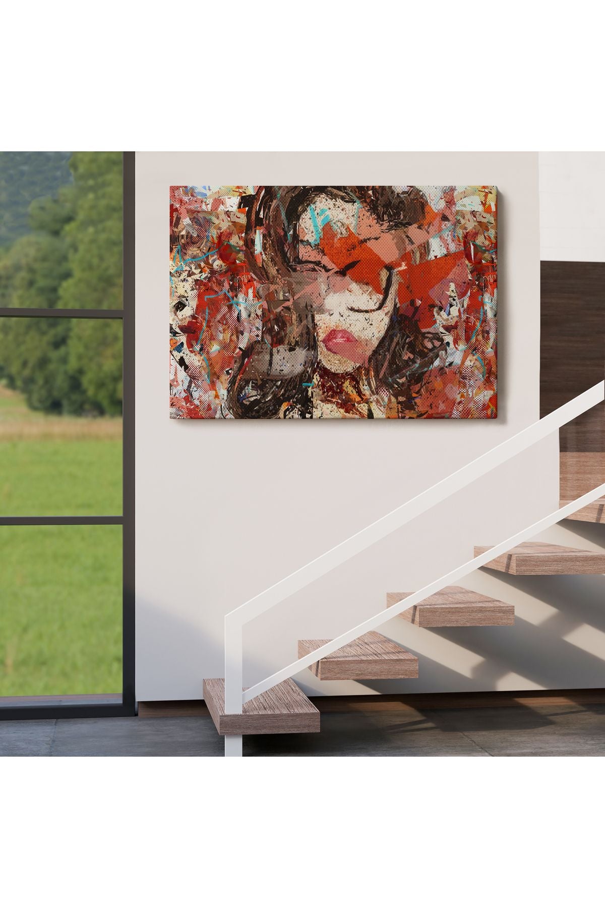 Çağdaş Sanat Kadın portresi Yağlıboya Görünüm Dekoratif Kanvas Duvar Tablosu-3534