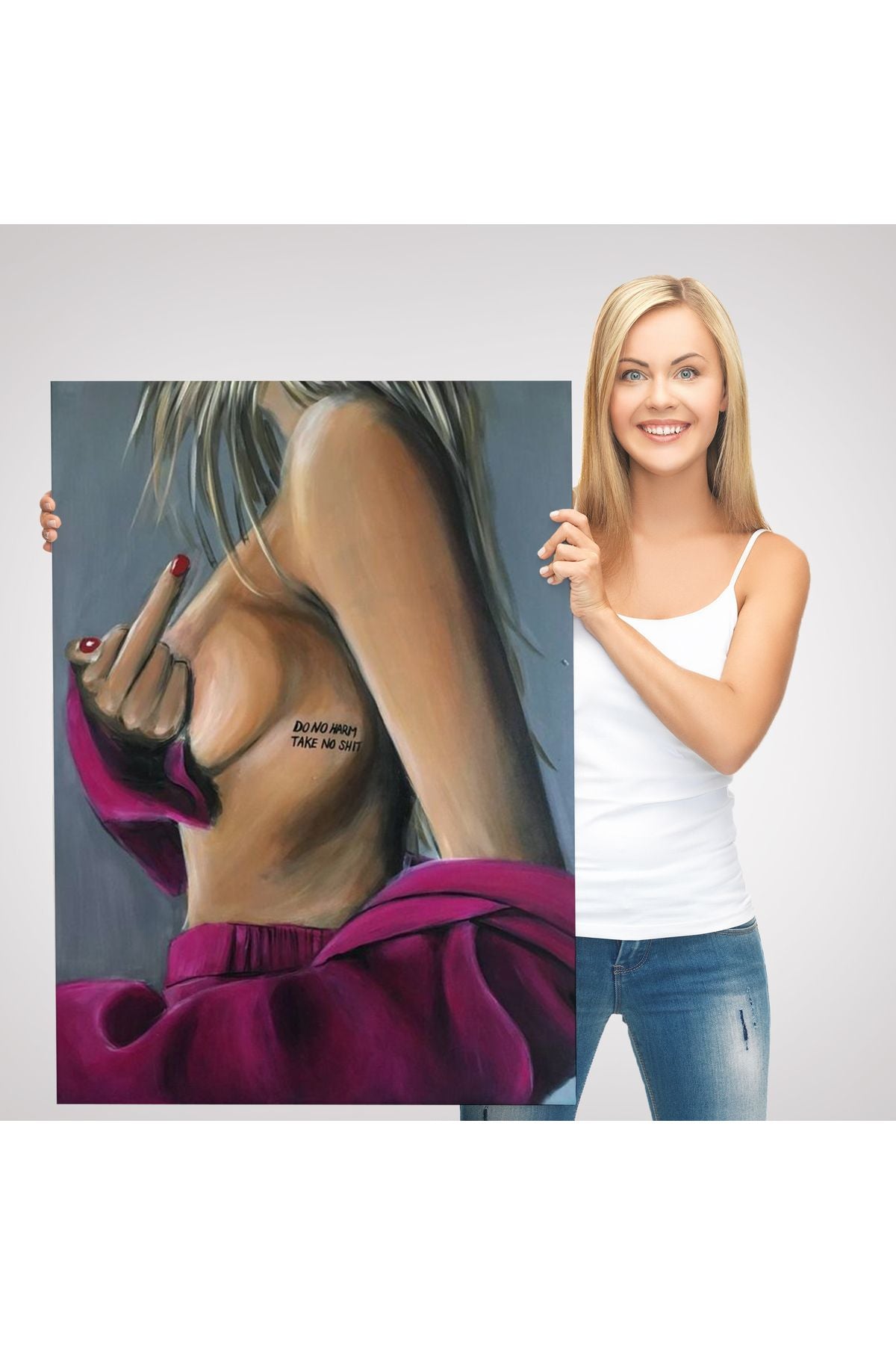 Do No Harm Take on Shit Yazan Sexi Kadın Duvar Tablosu-6074