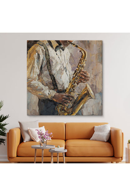 Saksafon Çalan Adam Kanvas Tablo-5911