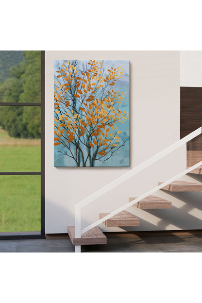 Turuncu Yapraklar Soyut Dekoratif Kanvas Tbalo-5177