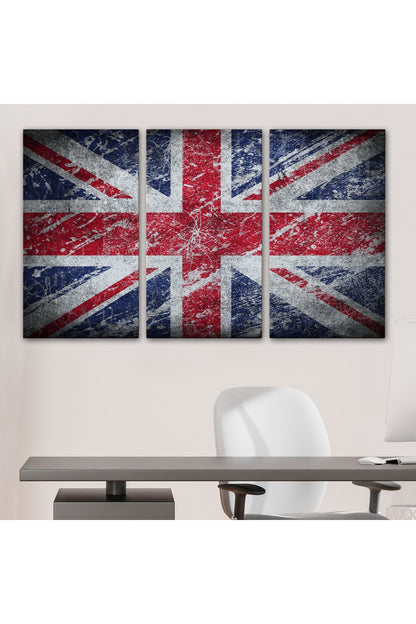 İngiltere Bayrağı Rustik Kanvas Tablo, Ev ve Ofis Dekoru-5392