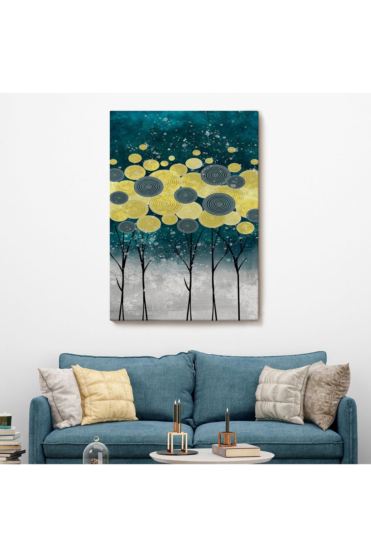 Gece Görünümlü Kanvas Tablo, Altın Renkli Çağdaş Modern Kanvas Tablo-4972