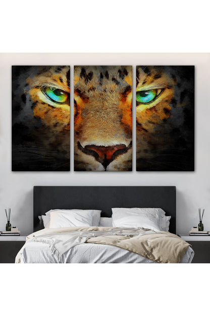 Gerçekçi Çita Gözleri Yağlıboya Görünüm Kanvas Duvar Tablosu-3689