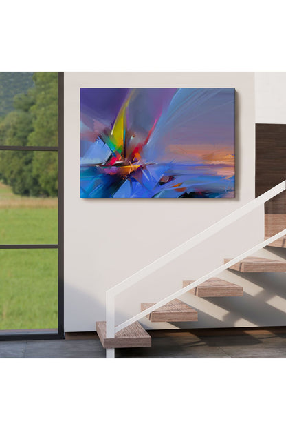 Fırça Darbeli Yelkenli Soyut Yağlıboya Görünüm Kanvas Tablosu-3585