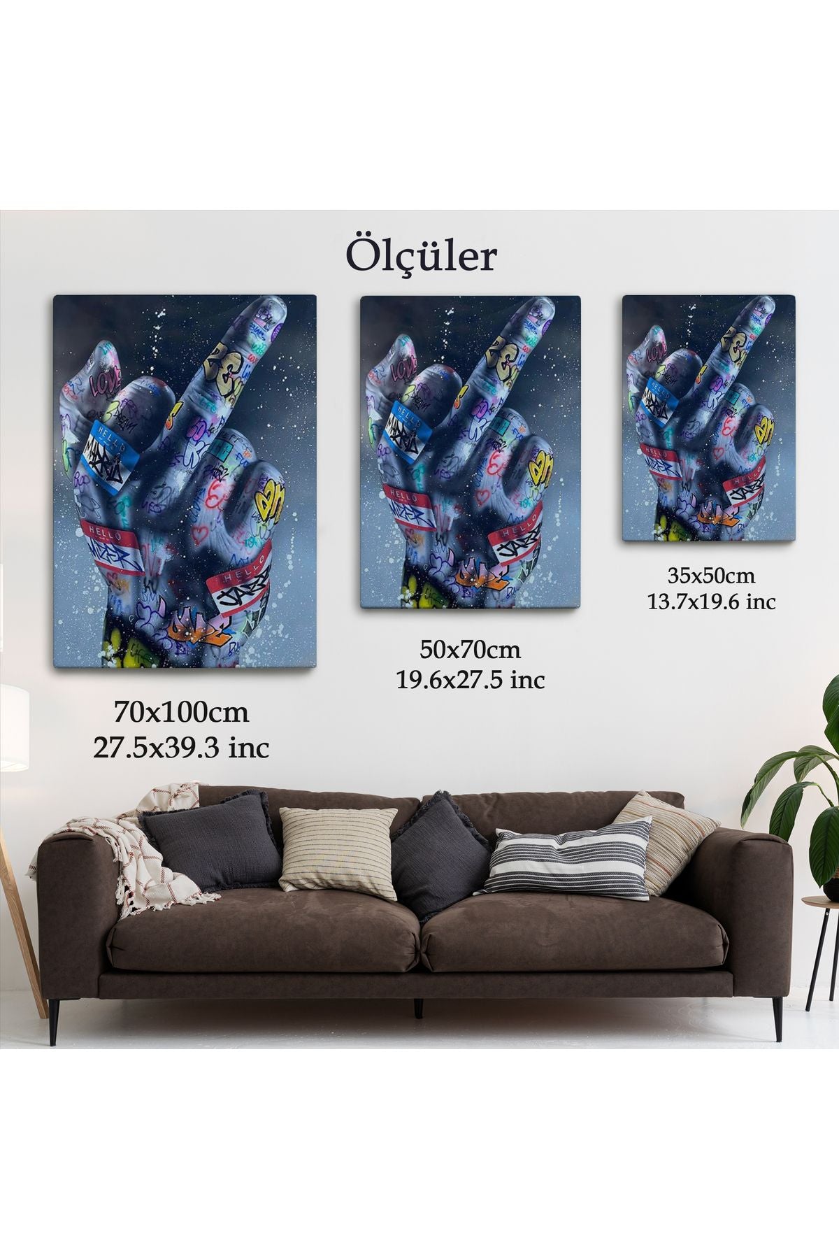 El Hareketi Hip Hop Posteri, Orta Parmak Hareketi Sokak Sanatı, Kanvas Tablo-5315