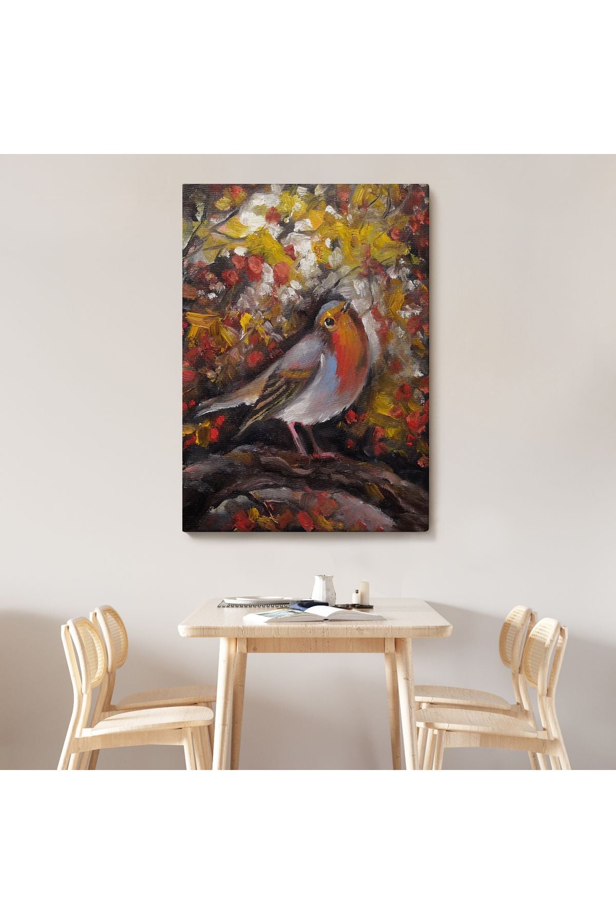 SZ KVS1-Dekoratif Duvar Tablosu-İngiliz Kırmızı Robin Kuşu Kanvas Tablo 6002