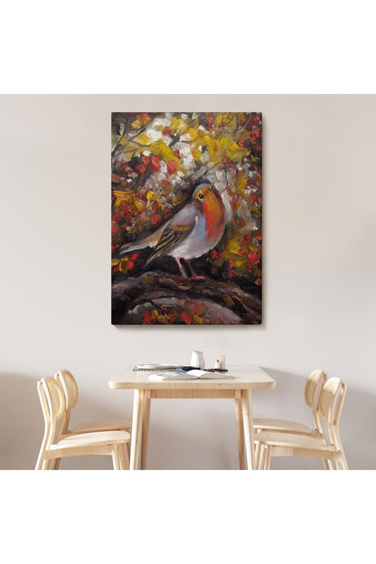SZ KVS1-Dekoratif Duvar Tablosu-İngiliz Kırmızı Robin Kuşu Kanvas Tablo 6002