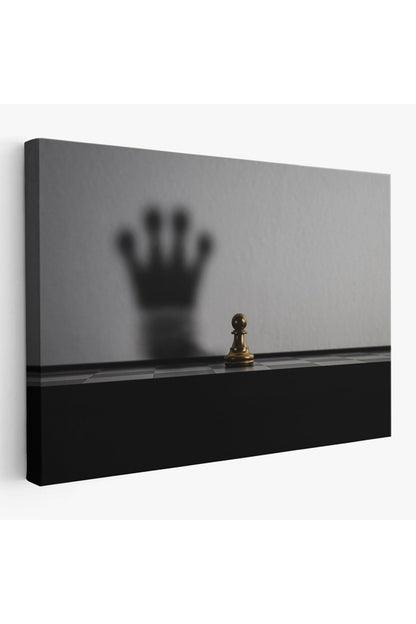 Satranç Gölgesi Taç Kanvas Duvar Sanatı, Yurt ve Ofis Dekoru-5390