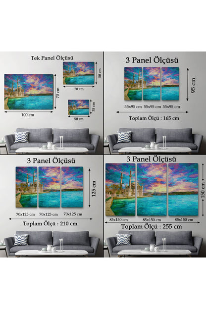 Fırça Darbeleri ile Soyut Yağlıboya Görünüm Dekoratif Kanvas Duvar Tablosu-3760