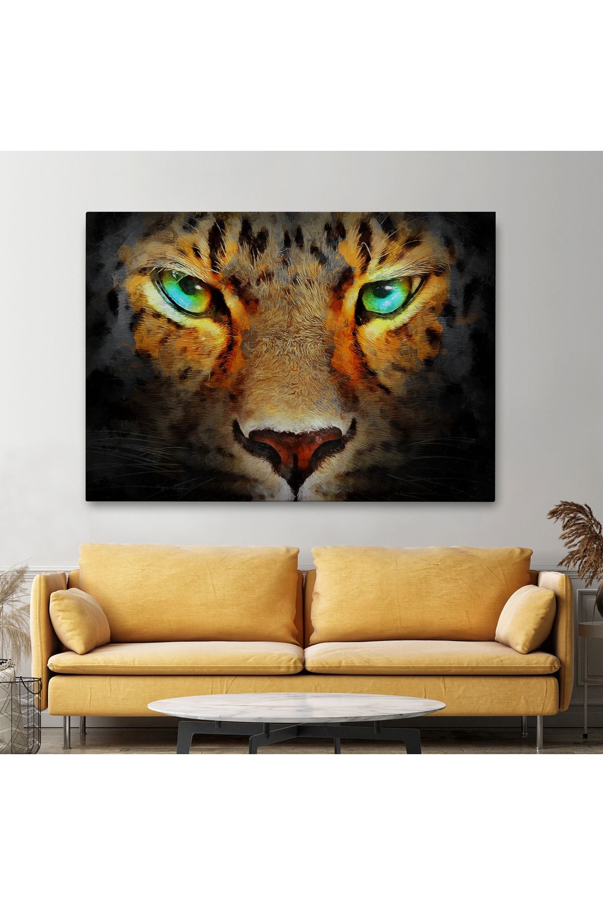Gerçekçi Çita Gözleri Yağlıboya Görünüm Kanvas Duvar Tablosu-3689