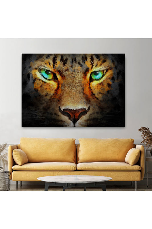 Gerçekçi Çita Gözleri Yağlıboya Görünüm Kanvas Duvar Tablosu-3689