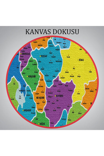 arg001 seri Türkiye Haritası Kanvas Tablo İl ve İlçeli Ayrıntılı Eğitici  Dekoratif Tablo 3032