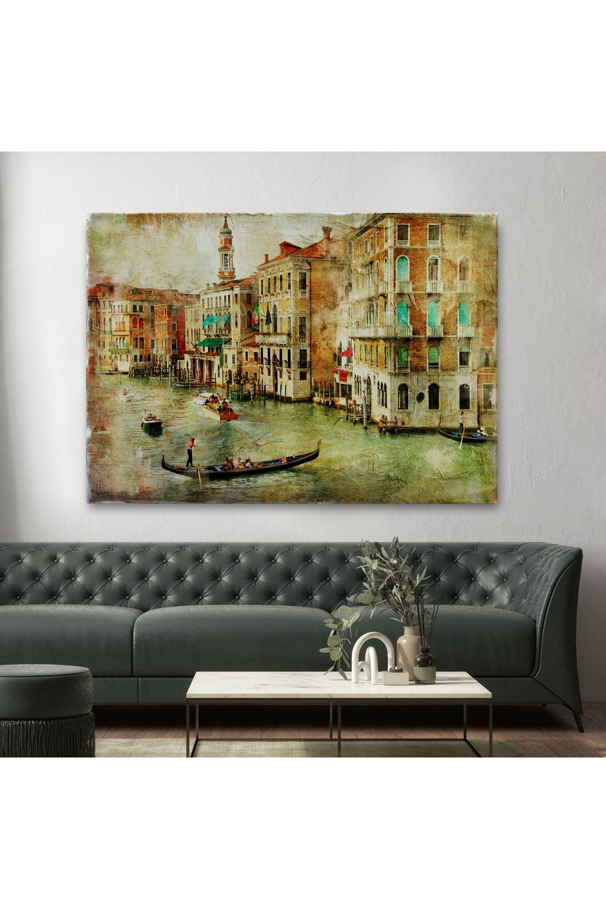 Venedik Kanalları Yağlıboya Çalışması Dekoratif Kanvas Duvar Tablosu-3428
