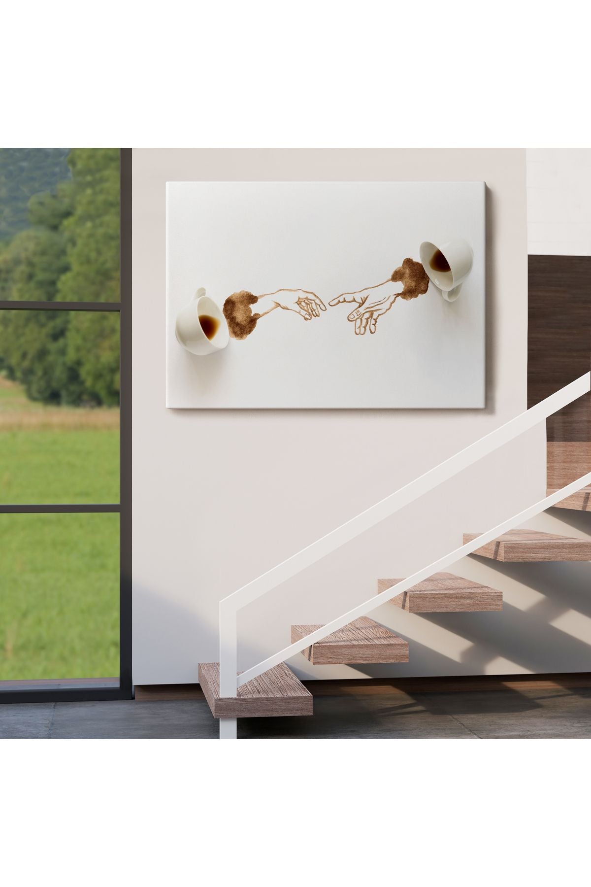 El Ele Espresso Fincanları Dekoratif Kanvas Duvar Tablosu-3639