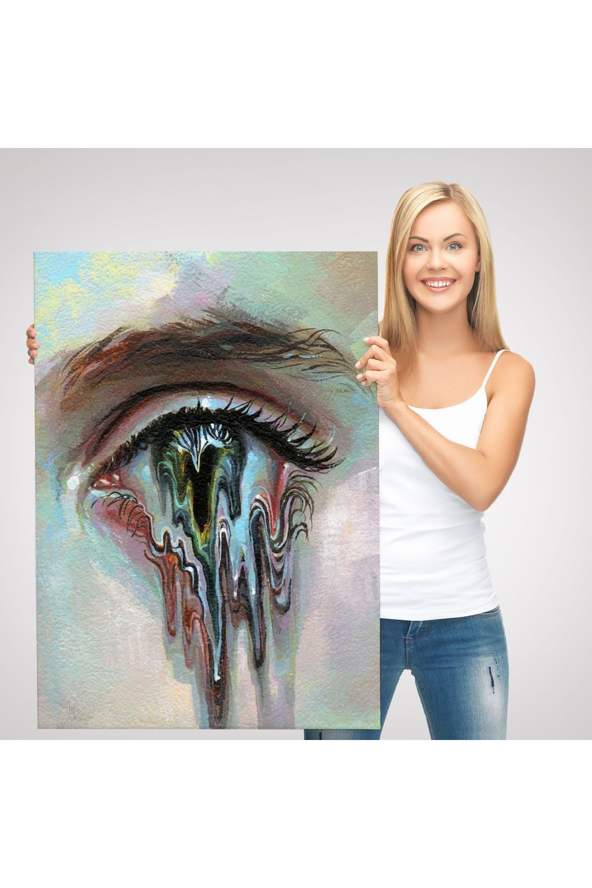Çerçeveli Gözü Akan Kadın Dekoratif Tablo-6333