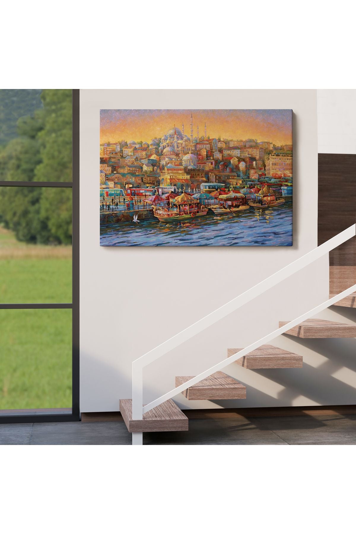 Eminönü Balıkçı Tekneleri Yağlıboya Görünümlü Kanvas Tablo-3598