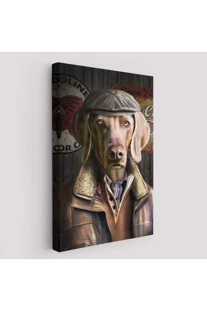 İnsan Kıyafetli Kasketli Köpek Dekoratif Duvar Tablosu -6178