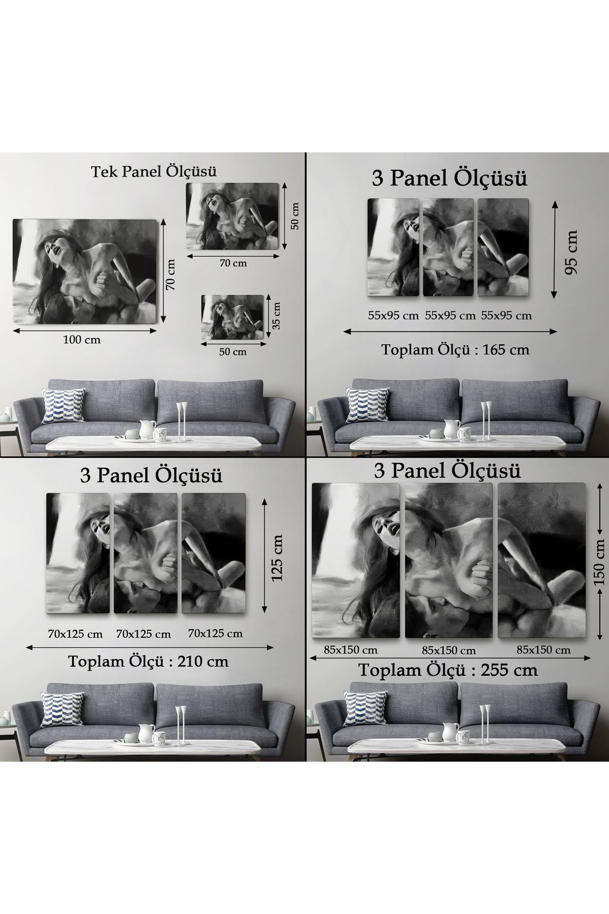 Aşk Çifti Dekoratif Siyah-Beyaz Duvar Tablosu-6586