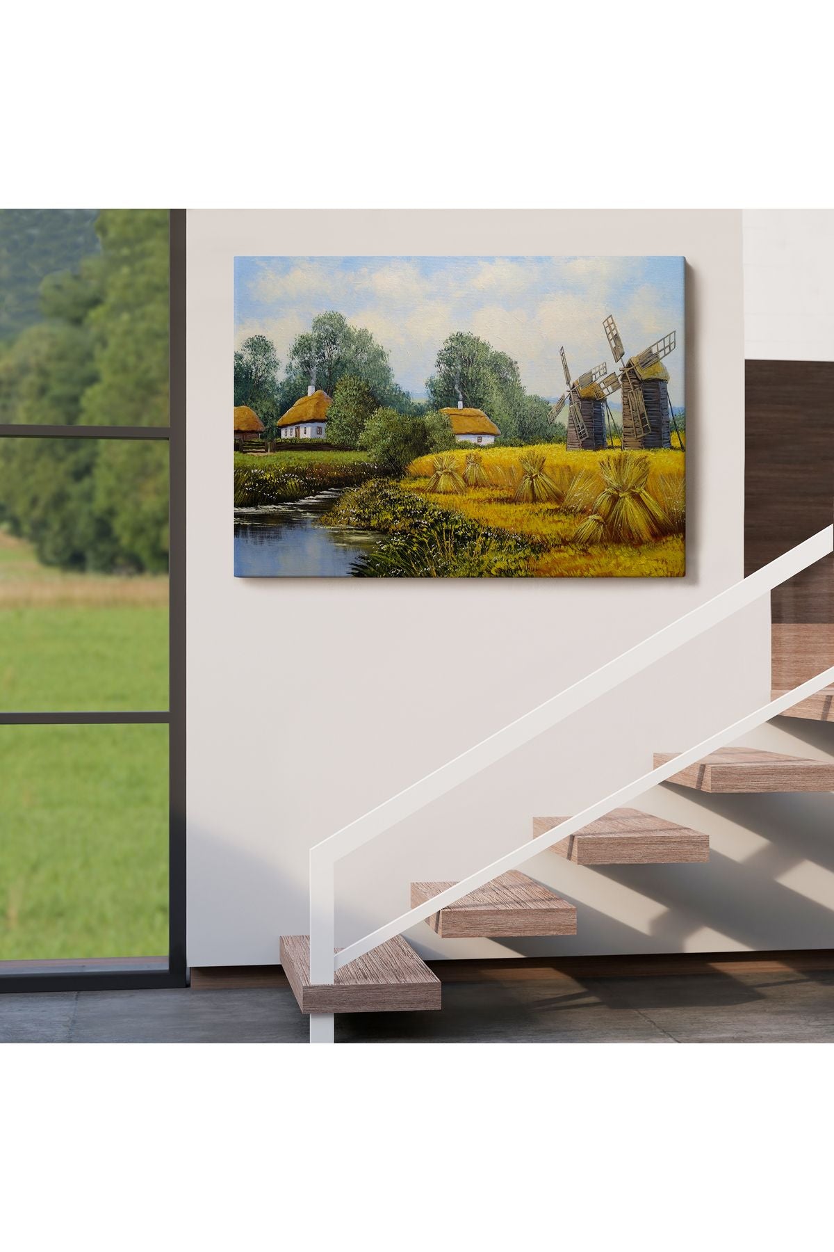 Ukrayna Köy Evi Dekoratif Kanvas Duvar Tablosu-3675