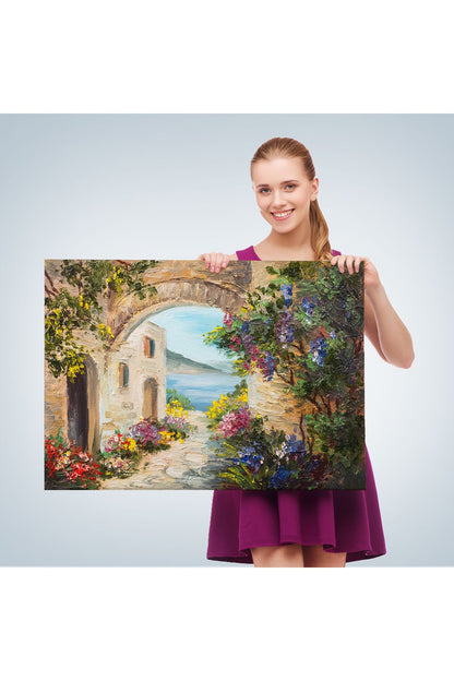 Yaz Manzarası Yağlıboya Görünüm Dekoratif Kanvas Duvar Tablosu-3476