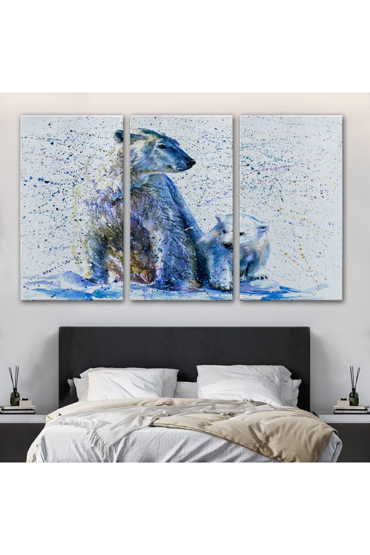 Kutup Ayısı ve Yavrusu Dekoratif Kanvas Tablo 1139