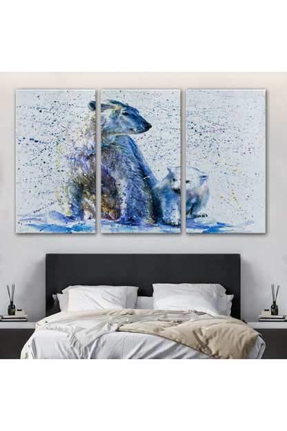 Kutup Ayısı ve Yavrusu Dekoratif Kanvas Tablo 1139