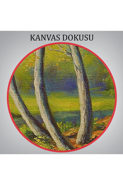Nehir Manzaralı Yağlıboya Görünüm Dekoratif Kanvas Duvar Tablosu-3617