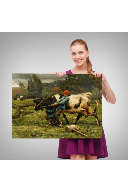MLT Brnd product092 İneği  Çeken Köylü Kızı Duvar Tablosu-6522