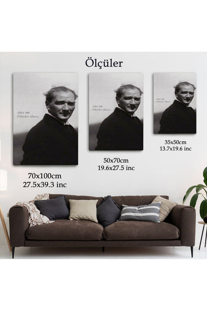 Atatürk Portre Tablosu Mustafa Kemal Atatürk Dikdörtgen Dekoratif Kanvas Tablo-FD-128