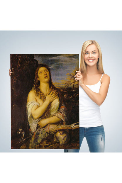 Titian Tiziano Vecellio'un 'Tövbe Eden Magdalene' Eseri Kanvas Tablo-5125