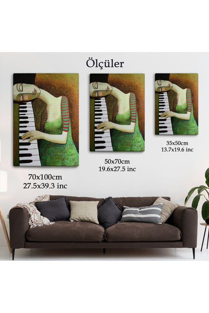 Dekoratif Kanvas Tablo, Duvar Tablosu-Piyano Virtüözü Kadın 6495