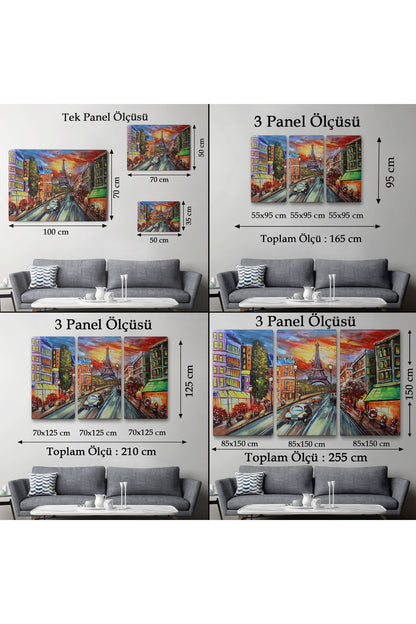 Eyfel Kulesi Manzaralı Yağlıboya Görünüm Dekoratif Kanvas Duvar Tablosu-3726