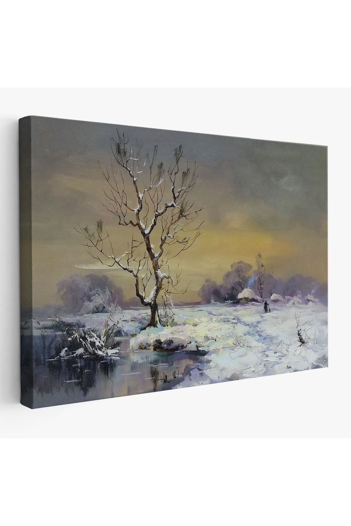 Karla Kaplı Köy Manzarası Duvar Tablosu-3661