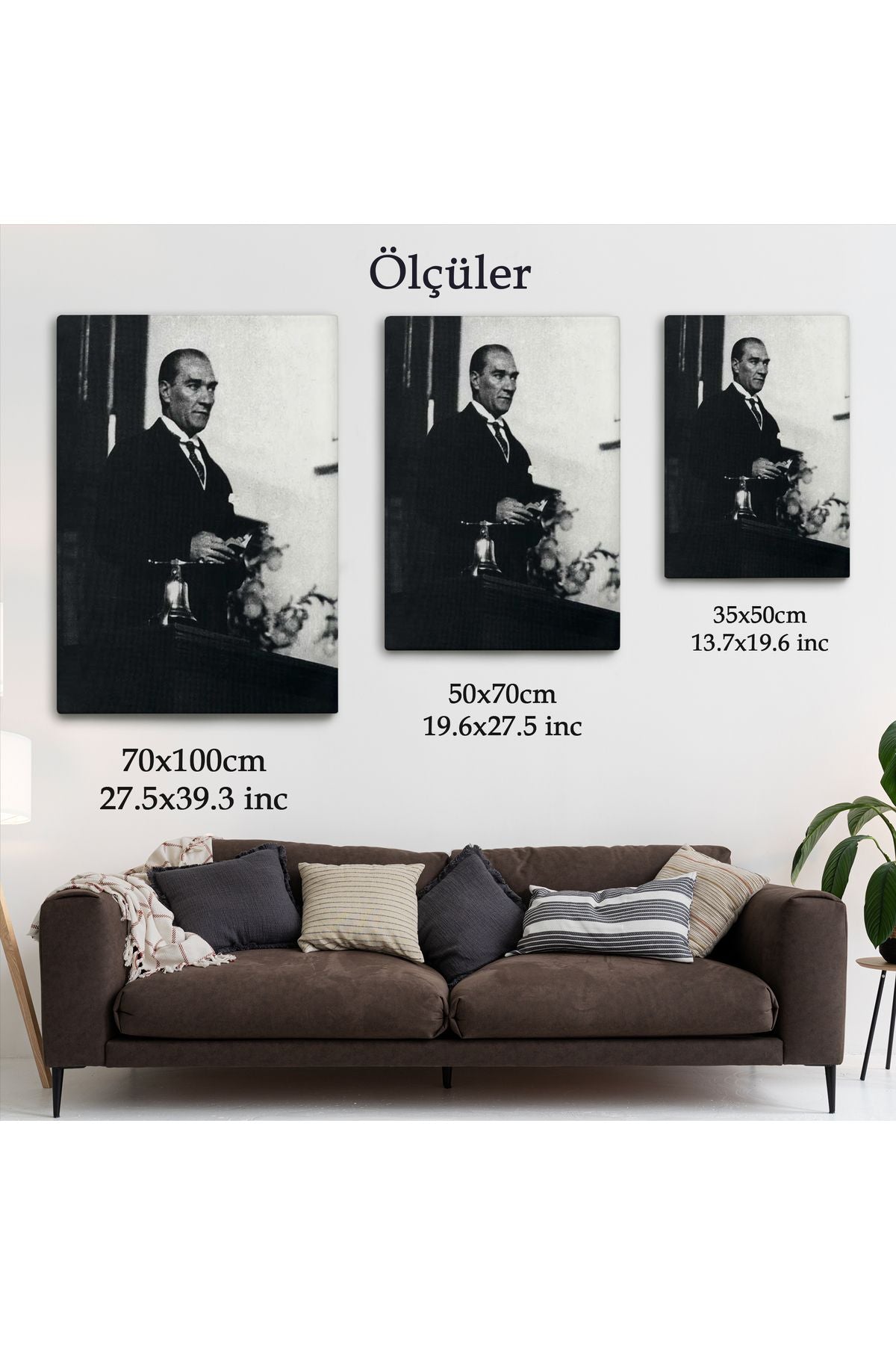 Atatürk Portre Tablosu Mustafa Kemal Atatürk Dikdörtgen Dekoratif Kanvas Tablo-FY-148