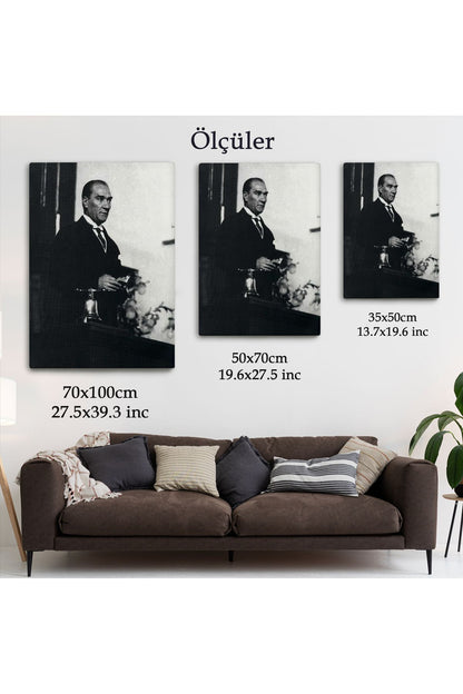 Atatürk Portre Tablosu Mustafa Kemal Atatürk Dikdörtgen Dekoratif Kanvas Tablo-FY-148
