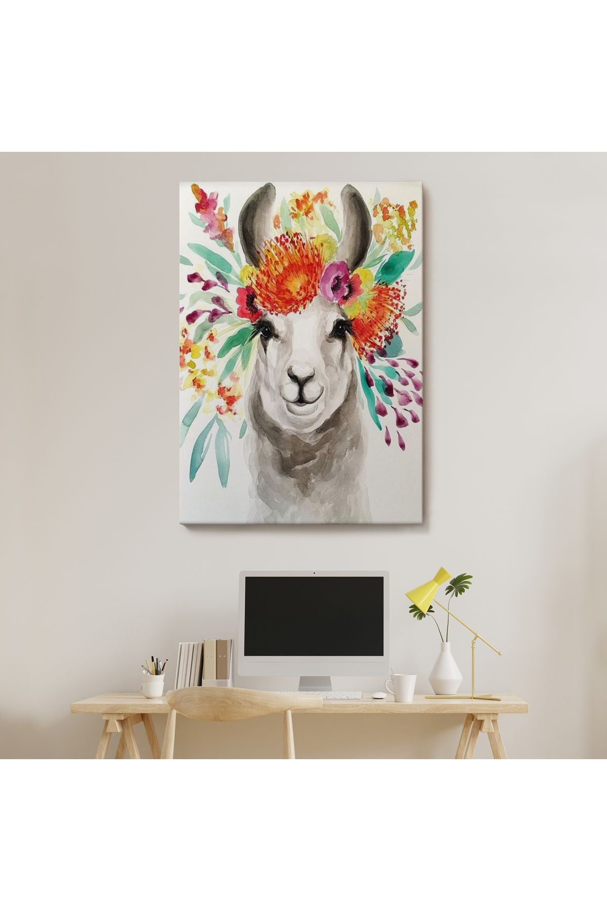 Bahar Laması Suluboya Görünümlü Duvar Tablosu-6348