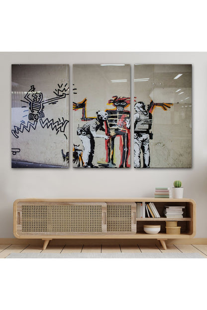 Bansky Grafitiyi Arayan Polisler Kanvas Tablo-5018