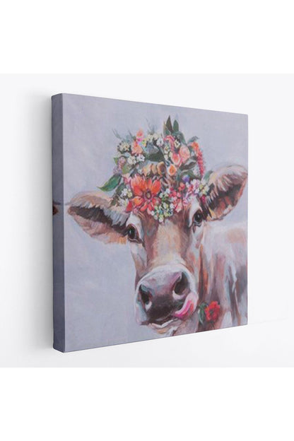 Çiçek Taçlı Güzel Yayla İneği Kanvas Tablo-5878
