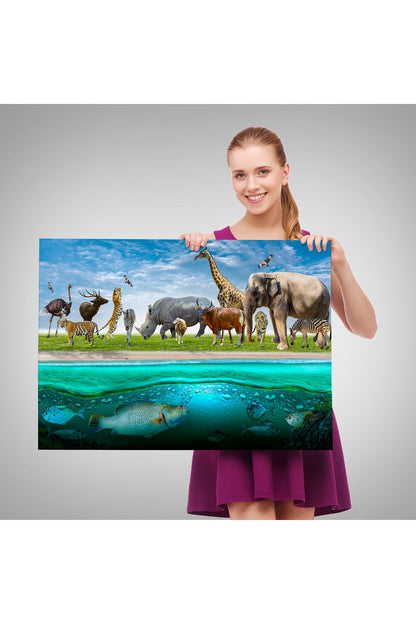 Özel Tasarım, Dekortif  BaskıHayvanlar Alemi Dekoratif Kanvas Tablo 1177