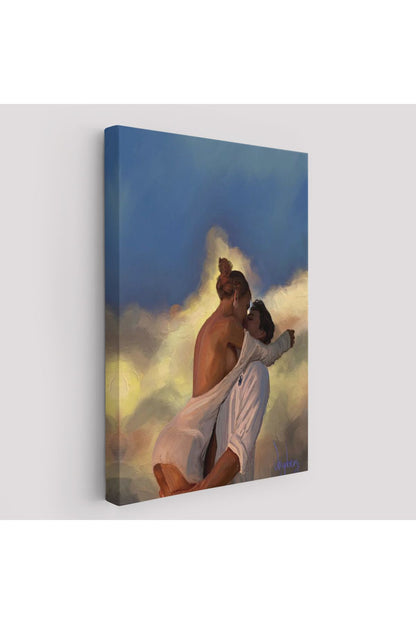 Öpüşen Çift Beyaz, Ekbiseli Sexi Kadın Duvar Tablosu-6102