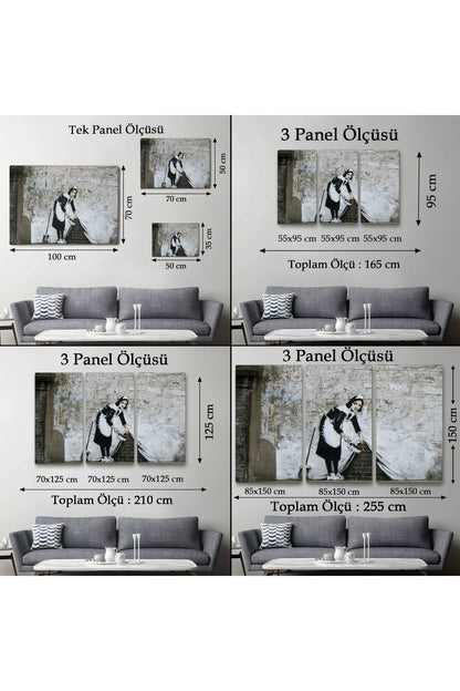 Banksy'nin Londra Sokaklarını Süpüren Temizlikçi Kadın Kanvas Tablosu-5004