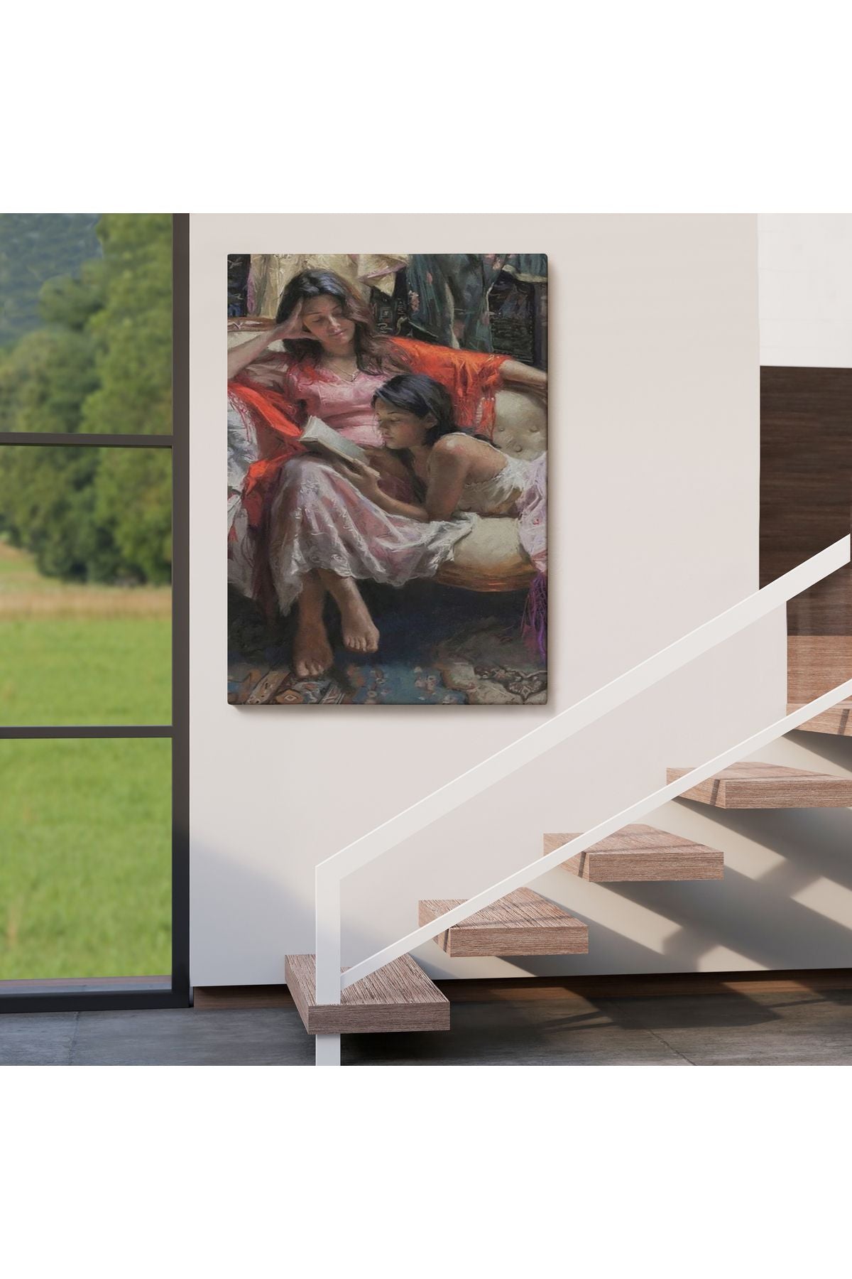 Anne ve Kızı Ortaçağ Tablosu-6040